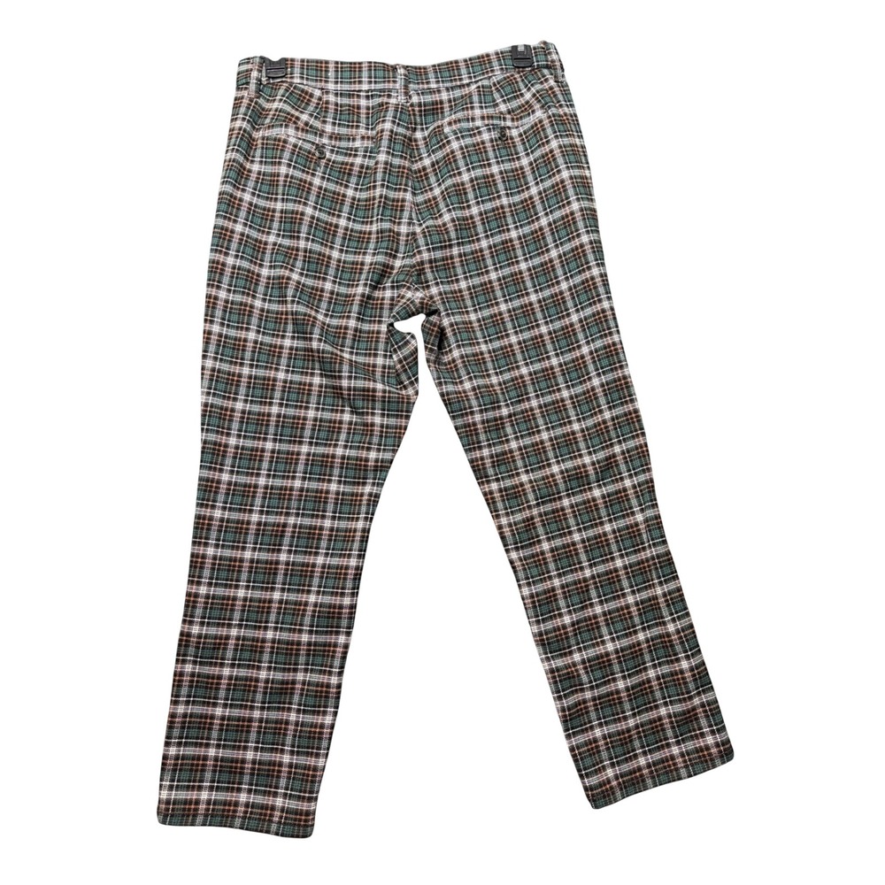 American Eagle Plaid Trousers Women 14 Green Excellent Stretch Ankle Chino